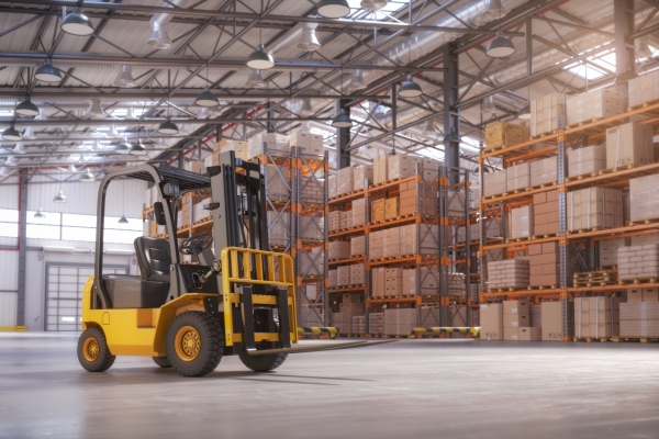Retail,Warehouse,Full,Of,Shelves,With,Cardboard,Boxes,And,Packages.